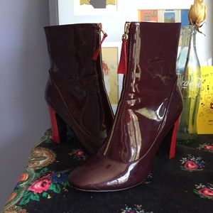 Two toned public desire red heeled boots